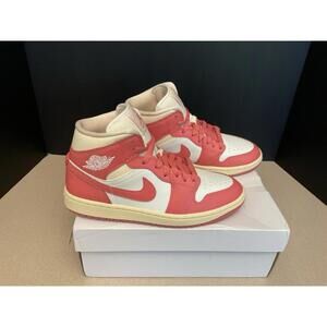 New! Womens Nike Air Jordan 1 Mid Sail/Pink Salt-Guava Ice Athletic Shoes. SZ 8.